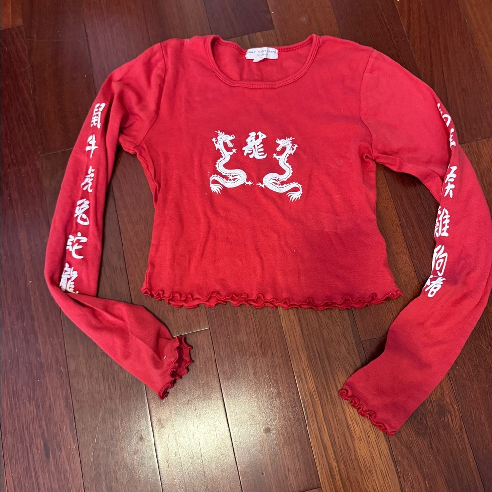 Truly Madly Deeply Bright Red Crewneck Crop Top
